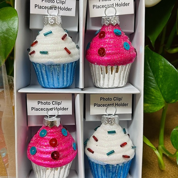 Cupcake Glass name place holder/photo/Ornament 4 Ct New - Picture 10 of 11